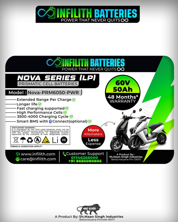 Buy Infilith EV Scooter Battery 60V 50Ah (Nova-PRM6050-PWR) – Long Range & Fast Charging - Image 2